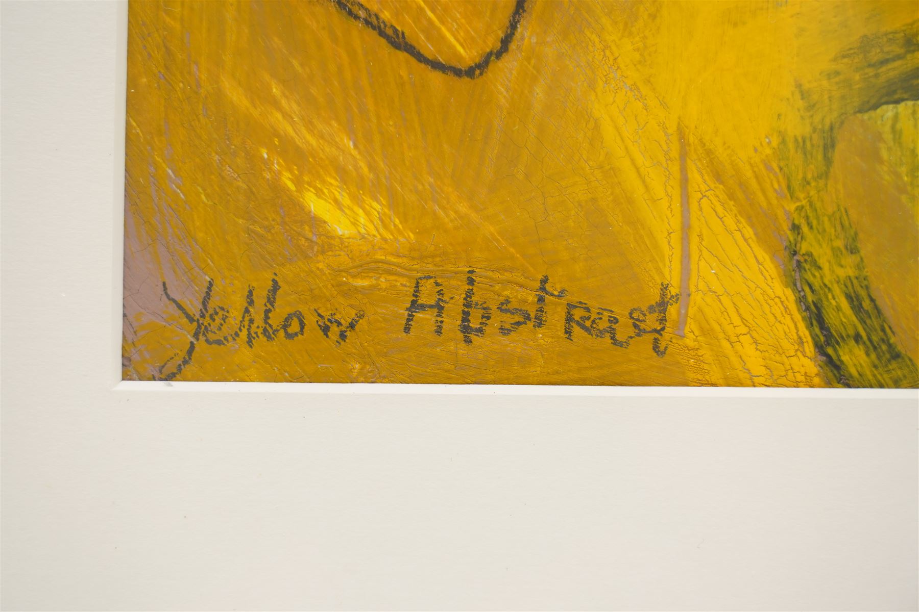 Gillian Ross Kelsey (British 1935-2025): 'Yellow Abstract', mixed media on paper signed and titled in pencil 49cm x 36cm