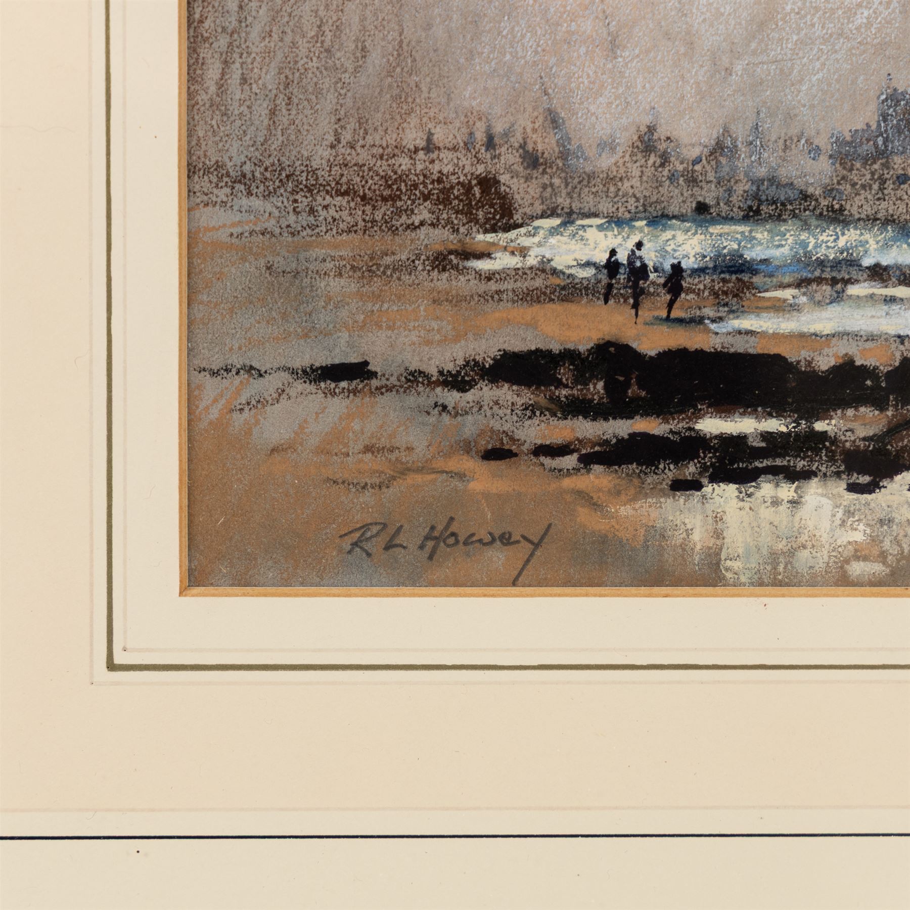 Robert Leslie Howey (British 1900-1981): 'View From Seaton Carew Beach', mixed media signed, titled verso 21.5cm x 27.5cm