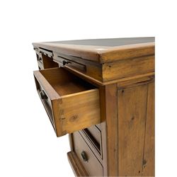 Barker & Stonehouse - Villiers reclaimed eastern pine twin pedestal desk, faux leather inset top