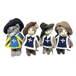 Set of four limited edition Charlie Bears Mousekateers, comprising Faux Paws CB181885, Gallant CB171864B, Valiant CB181864C,  and Honour CB171864A, each 124/600, all with tags 
