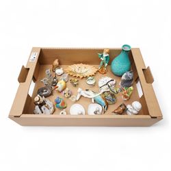 Royal Worcester figure Parakeet, Worcester and other bird ornaments, etc