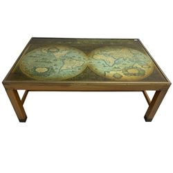 Large teak framed military style map table