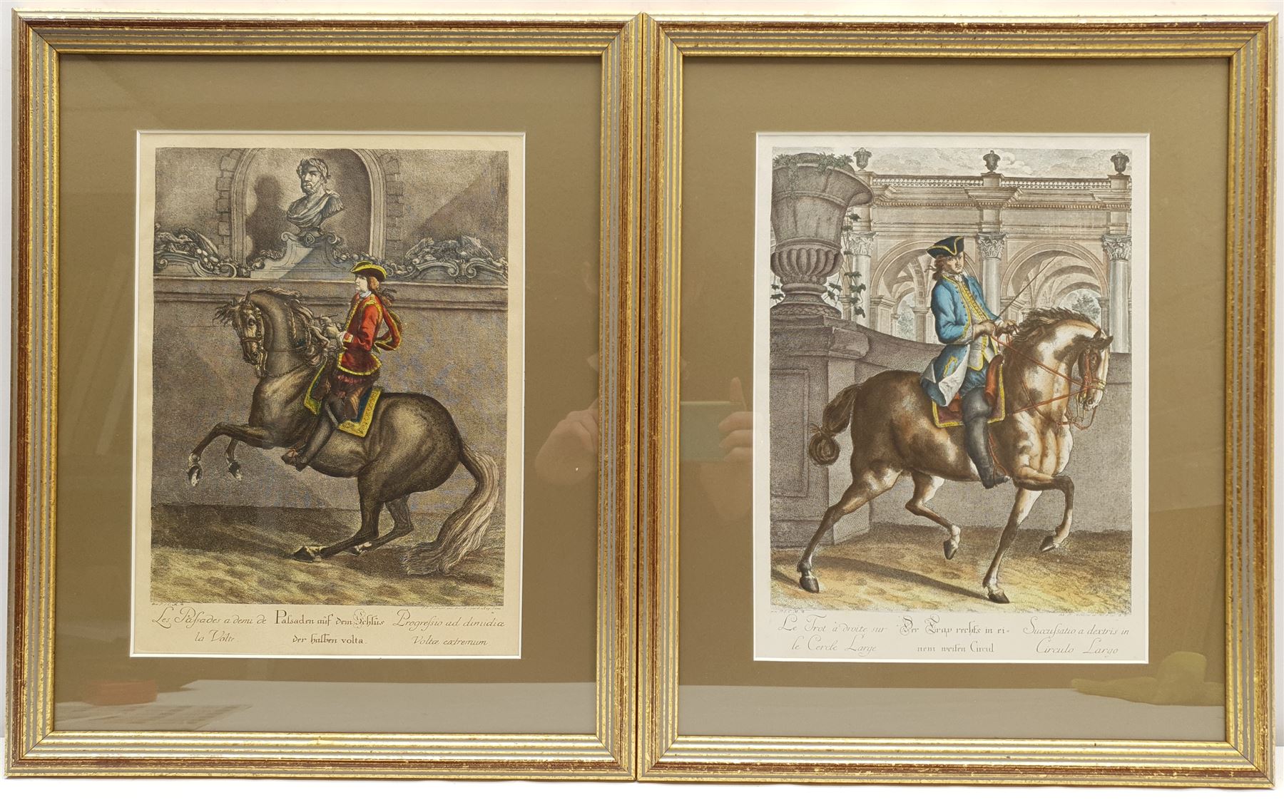 After Johann Elias Ridinger (German 1698-1767): Classical Riders, pair 20th century coloured engravings 32cm x 24cm (2)