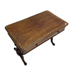 Victorian mahogany console table, single drawer, stretcher base
