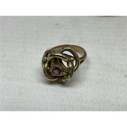 9ct gold agate brooch, gold ring, silver brooch, silver marcasite ladies manual wind wristwatch, collection of costume jewellery and a Smiths Timecal Noddy alarm clock etc 