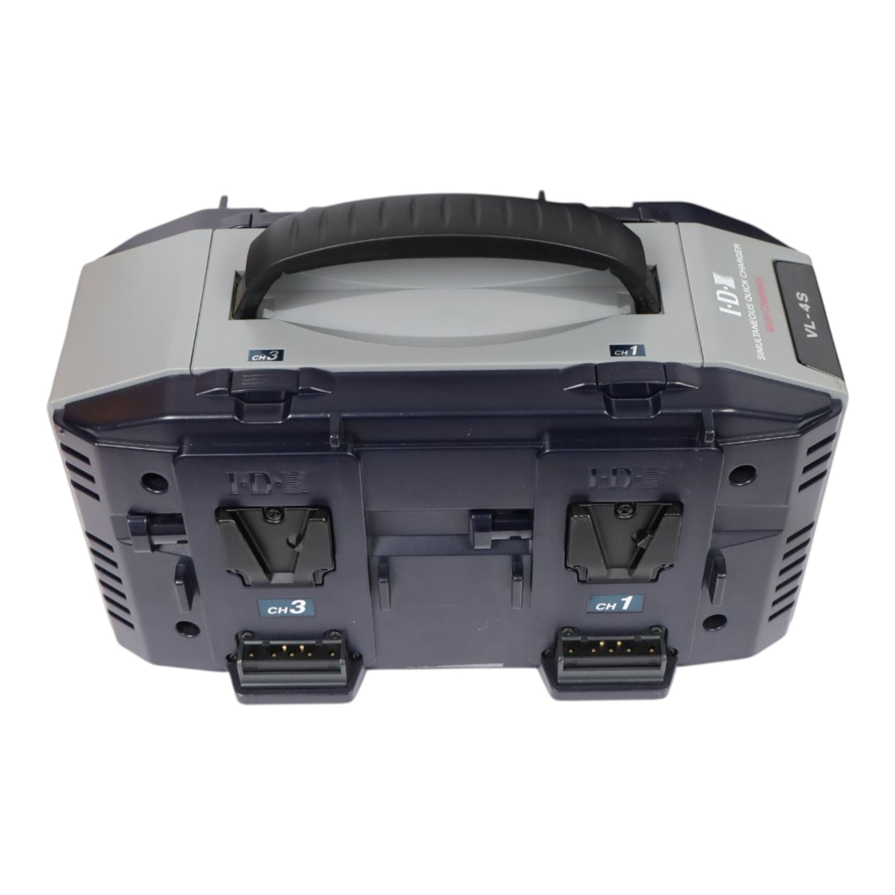 IDX Endura HL10DS 96Wh V Mount four battery set with IDX VL-4S Simultaneous V Mount charger and cable, in a custom cut Peli 1550 flight case