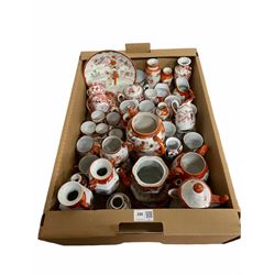 Large collection of Japanese Kutani porcelain, to include part tea sets, vases, plates, etc., in one box.