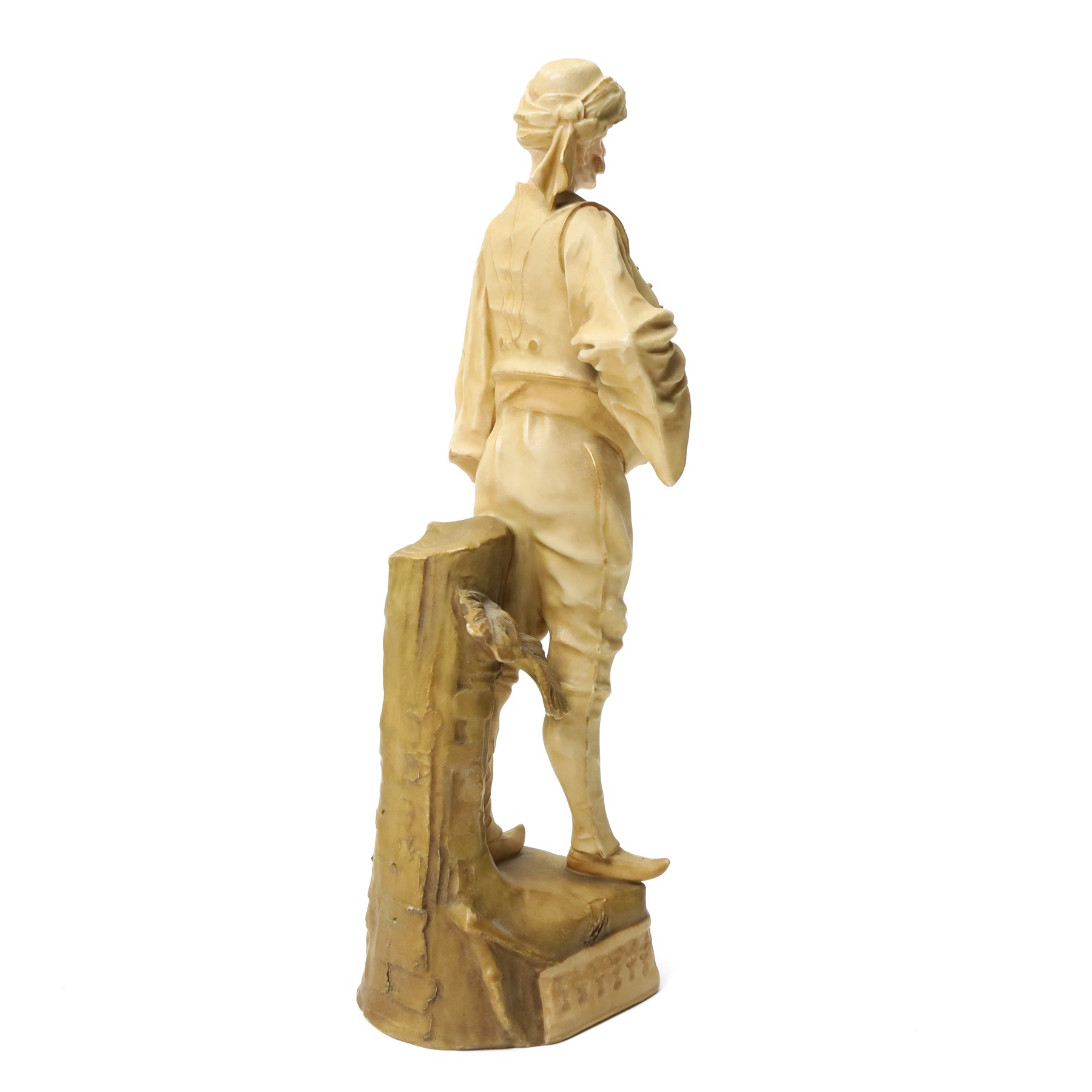 Pair of Ernst Wahliss for Turn Wien porcelain figures of Middle Eastern water carriers, taller figure H35cm