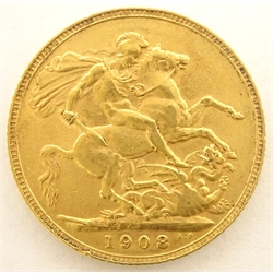  King Edward VII 1908 gold full sovereign  