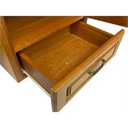 Art Nouveau design cherry wood kitchen wall unit, two leaded glazed doors with stained tulip decoration