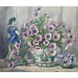 Arthur Bracken (British Early 20th Century): 'Flowers and the Gardener', watercolour signed, titled on label verso with artist's Kendal address 27cm x 31cm