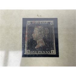 Great Britain Queen Victoria penny black stamp with red MX cancel, housed in a Westminster folder