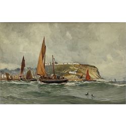 Ernest Dade (Staithes Group 1868-1934): Fishing Boats in the South Bay Scarborough, watercolour heightened in white signed 48cm x 73cm