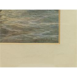 John MacPherson (British fl.1858-1891): Hauling the Nets off Inchkeith Scotland, watercolour signed 17cm x 25cm