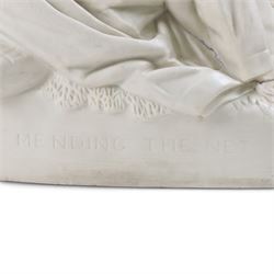 Parian porcelain figure Mending the Net, impressed 