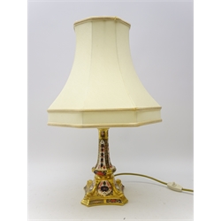 Royal Crown Derby Old Imari pattern candlestick converted to a table lamp, no. 1128 H23cm (excluding fitting)  