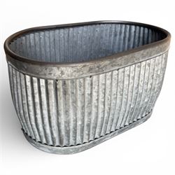 Set Of 3 galvanised oval planters