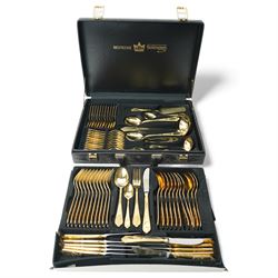 Bestecke Solingen gold plated canteen of cutlery for twelve persons, in briefcase holder