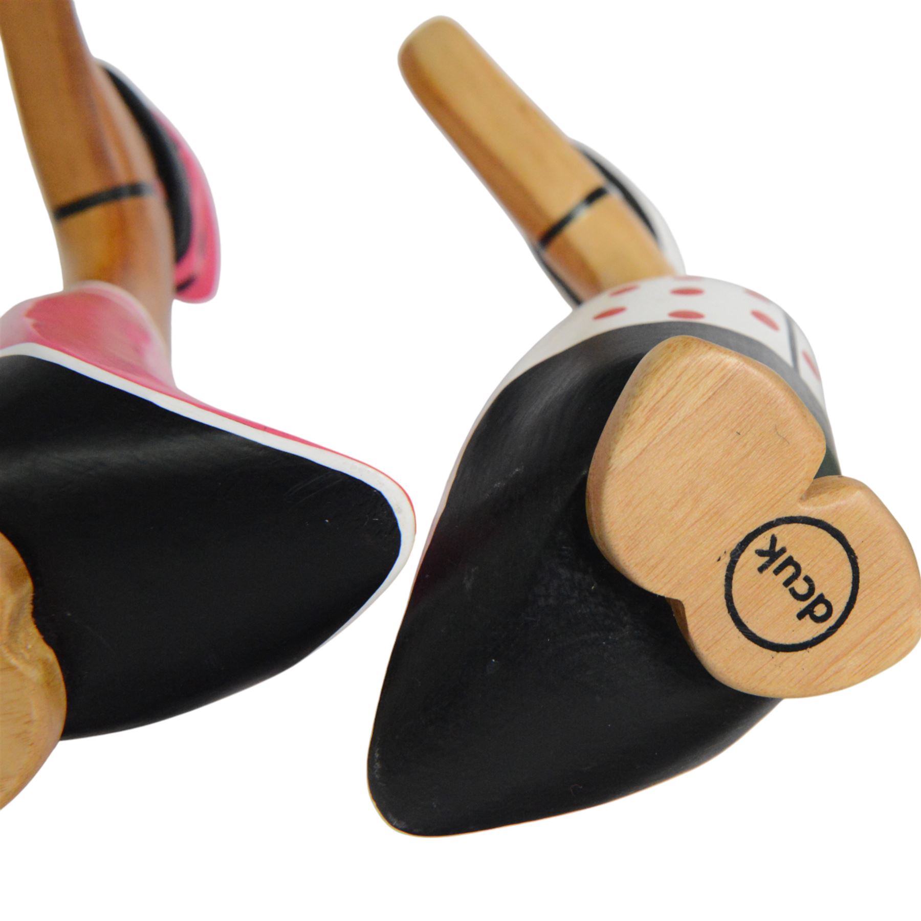 Dcuk, five wooden ducks, in cycling outfits and helmets, H20cm