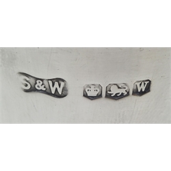 Silver Art Deco christening mug, engraved decoration by Stower & Wragg Ltd, Sheffield 1939, silver scalloped design, pedestal bon bon dish by Mappin & Webb, Sheffield 1956 and a silver small dish by William Comyns & Sons Ltd, approx 9.5oz