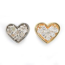 18ct yellow gold diamond heart pendant and a 14ct white gold diamond heart pendant, both p...