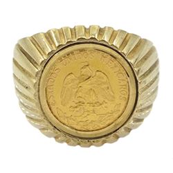 1945 gold Dos Pesos coin, loose mounted 