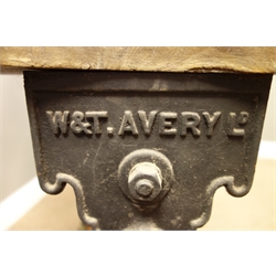  'W & T Avery' cast iron and oak sack scales, H79cm  