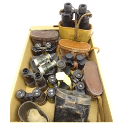  Pair of Ross London 'Stepnite' binoculars and eight other pairs of vintage binoculars, in one box  