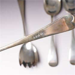 Pair of silver table spoons Sheffield 1928 Maker John Round & Son Ltd and a pair of silver salad servers  Sheffield 1918