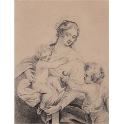 Dominique Vivant Denon (French 1747-1825): The Virgin Baby Jesus and John the Baptist, ink...