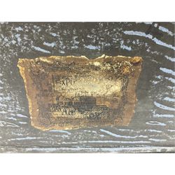 Modern reproduction automaton in the form of a baby doll in a basket clothed in Victorian style lace bloomers and frilled bonnet; clockwork action; on raised platform; with French paper label on base, 29cm wide,