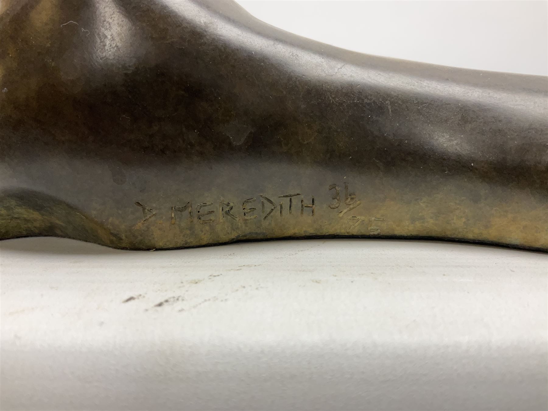 David Meredith (British 1973 - ), Lying Hare, patinated bronze, signed and limited edition 36/75, H17cm 