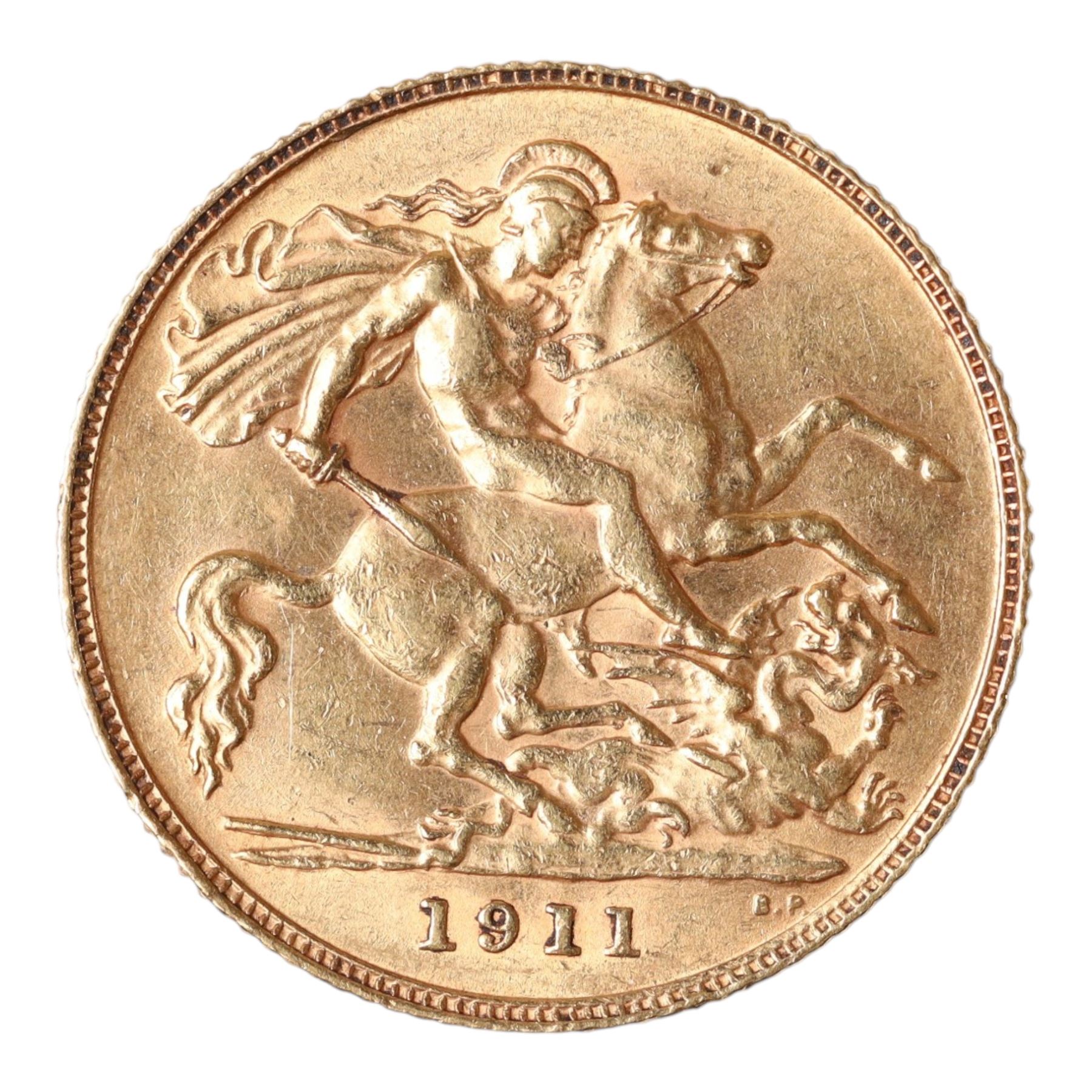 King George V 1911 gold half sovereign coin