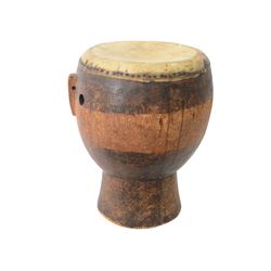 Tuareg hunting dagger, together with military penknife, drum, leather covered spear etc