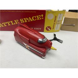 Tri-ang/Hornby '00' gauge - Princess Class 4-6-2 locomotive 'Princess Elizabeth' No.46201 with tender; Battle Space Turbo Car, boxed; four passenger coaches, buffet car, track cleaning car and eight wagons, all boxed; and various other accessories