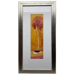 Giuliana Lazzerini (Italian/Yorkshire 1951-): 'Spring Tree', watercolour signed, labelled verso 40cm x 12cm