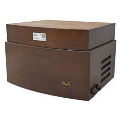 Mid-20th century Pye Hi-Fi record player, housed in a mahogany case, fitted with a BSR Monarch three-speed record changer mechanism