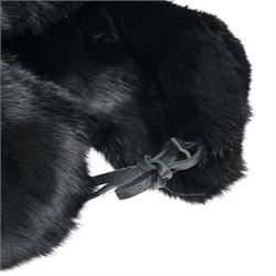 Gucci - black real fur trapper hat, with ear flaps, cotton monogram lining and logo label, size M, with dust bag