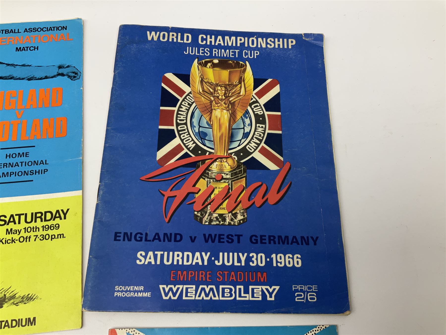 Football - 1966 World Cup Final programme; and five other 1960s programmes for England Internationals against Scotland (1967), Wales (1969), N. Ireland (1967), Spain (1967) and Sweden (1968) 