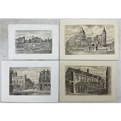 Frederick Schultz Smith (Hull 1860-1925): Hull Views, four monochrome watercolours and ink signed, max 14cm x 24cm (4) (unframed) 
Notes: Born in Worthing, Sussex in 1860, F S Smith came to Hull as a small child and lived most of his life in the old St. John's Wood area in west Hull; he was still drawing in his sixties shortly before his death in 1925. Much like his near contemporary and fellow Yorkshire artist Albert Thomas Pile (1882-1981), his drawings are visual 'snapshots' in time, often produced to record buildings that were due to be demolished. Smith was commissioned to produce around three hundred drawings for C E Fewster, a paint maker in Hull who collected historical records. Some were also used as illustrations in books and newspapers, such as the Eastern Morning News, whilst others were sold to the owners of premises which he had drawn.