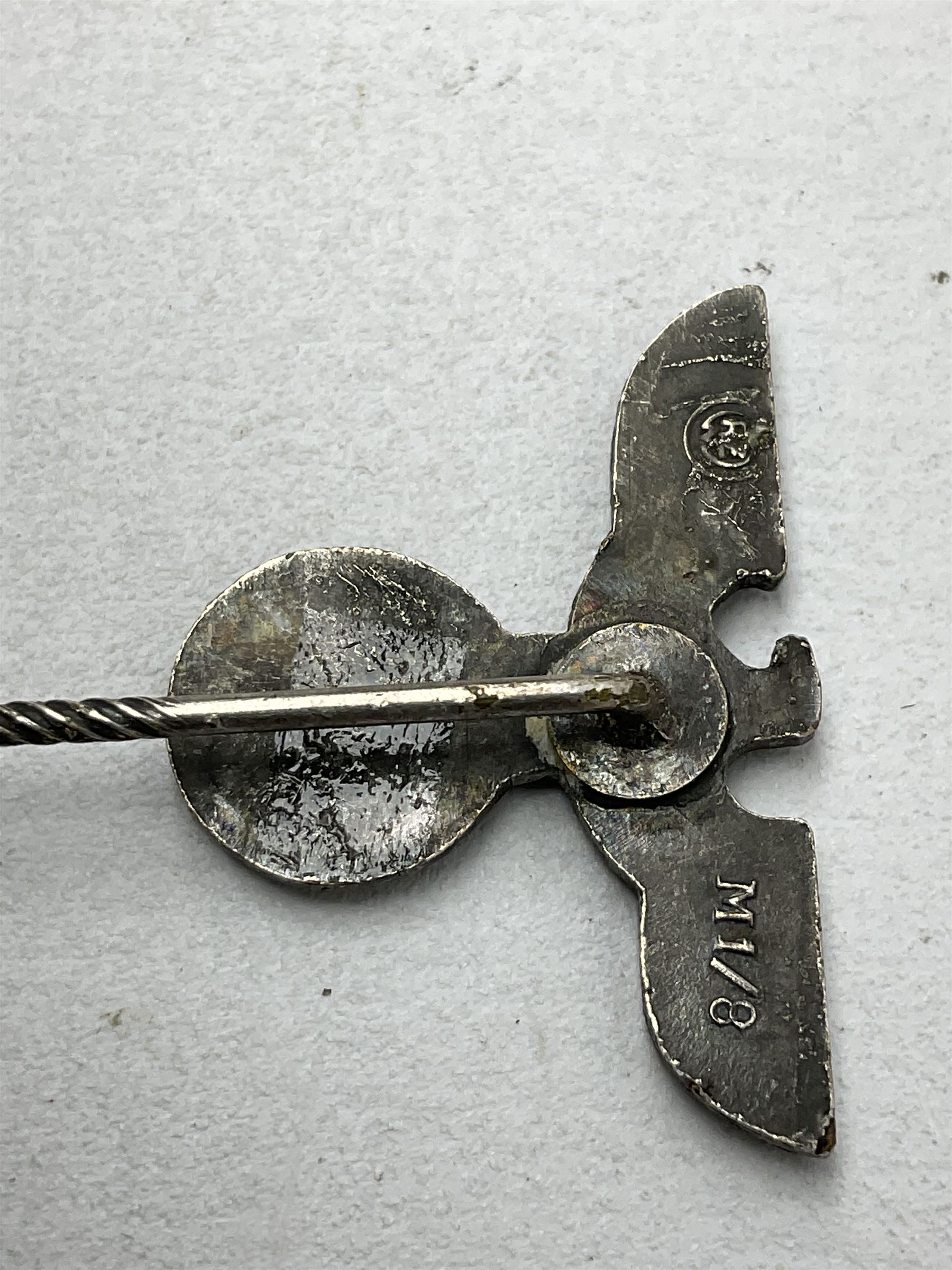 Nine WW2 German lapel pins including five Infantry Assault, Tank