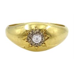 18ct gold gypsy set single stone diamond ring, London 1971