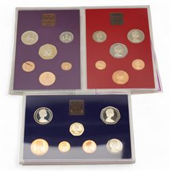 Eleven Great British coin year sets, dated 1972, 1974, 1975, 1976, 1977, 1978, 1979, 1980, 1981 and 1982, all in plastic displays with card covers