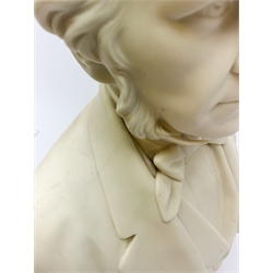 A large Parian Ware bust of William Ewart Gladstone, after E.W. Wyon, F, published by John Stark registered April 25th, 1866, H42cm.