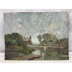William Roger Benner (British 1884-1964): River Landscapes, two-sided oil on unstretched canvas signed 35cm x 47cm (unframed)