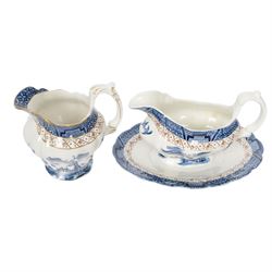 Booths Real Old Willow tea and dinner service, including six dinner plates, eight side plates, four egg cups, milk jug etc 