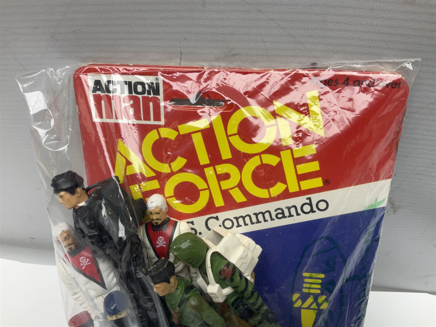 Ten 1980s Action Man Action Force figures with six original card backs; over three-hundred and forty Airfix large scale plastic soldiers; over two-hundred and thirty small scale plastic soldiers; together with accessories including boats, ladder etc