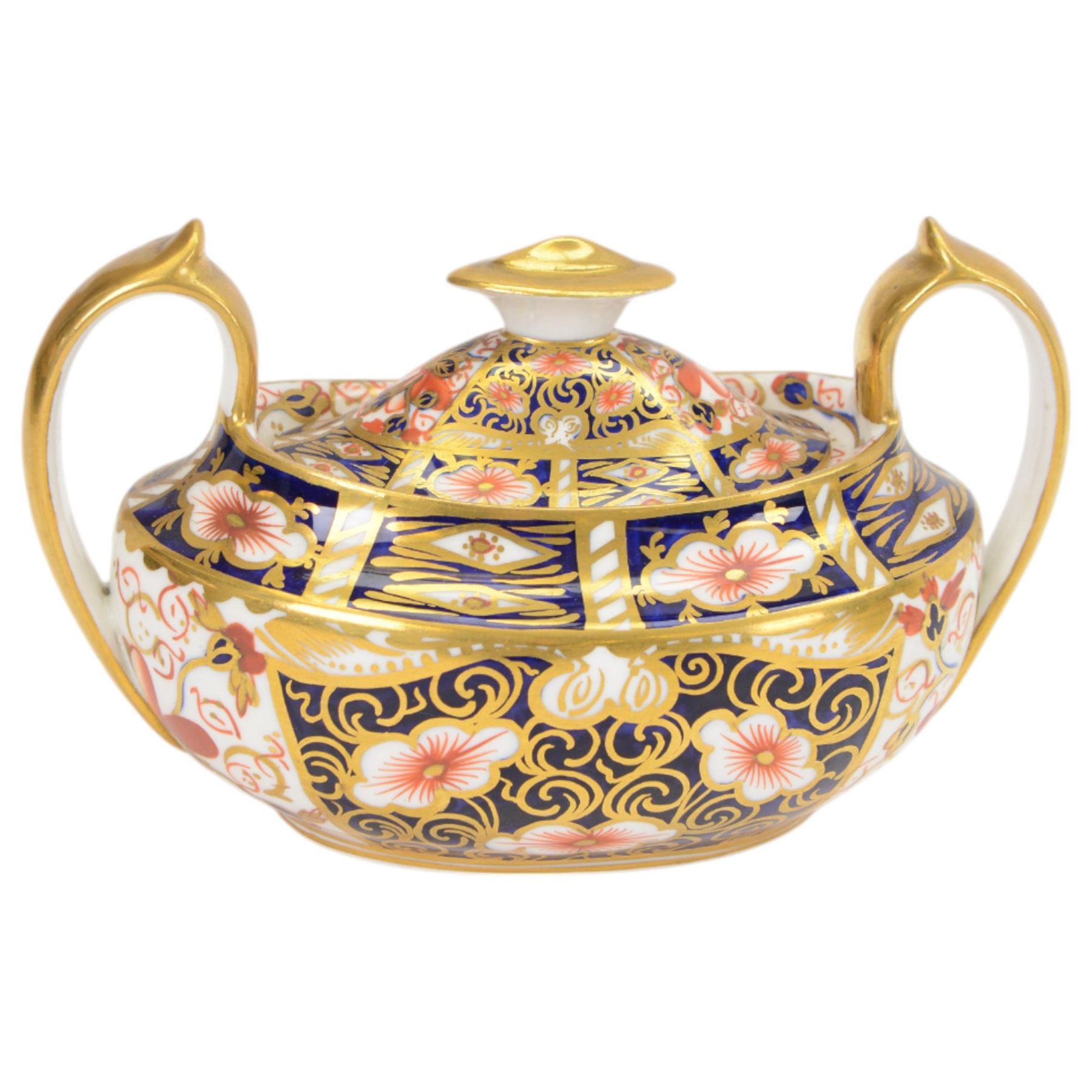 Collection of Royal Crown Derby imari ceramics, including two D18cm plates in 1128 pattern, twin handled sugar bowl in 2451 pattern etc  