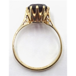  9ct gold single stone garnet ring hallmarked  