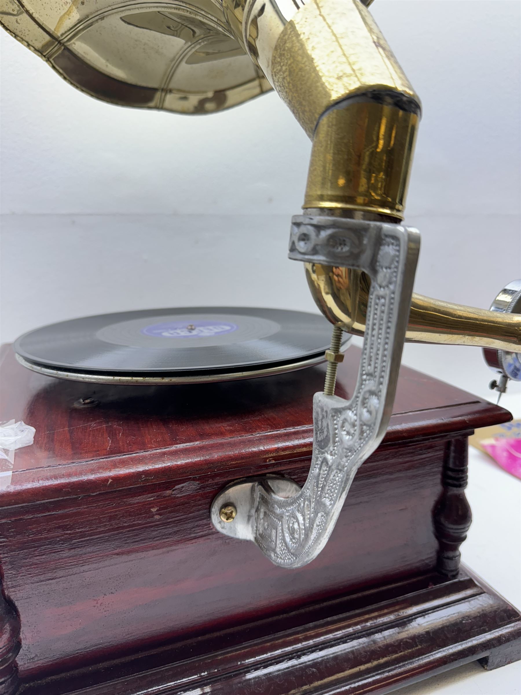 His Master's Voice gramophone, with brass horn